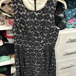 Shoshanna Black and White Patterned Midi Dress